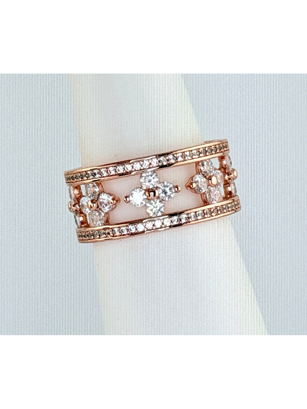 Bomb Party Ring Sz 9 "A Path Dreamt & Walked" Clear CZ on Rose Gold CLOVER